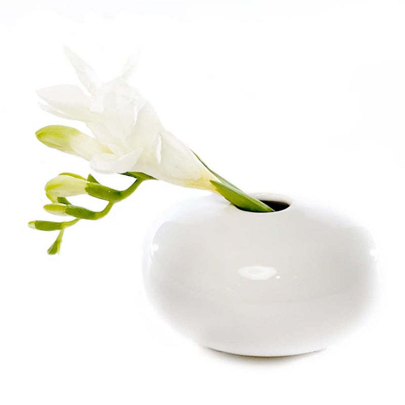 Chive - Set of 6 JoJo Small Oval Ceramic Flower Vase, Decorative Modern Floral Vase for Home Decor Living Room Centerpieces and Events, Cute Bud Vase (White) - Image 3